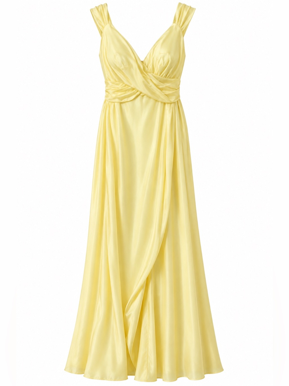 Yellow Women’s Plus Size Satin Dress - Elegant Sleeveless Design